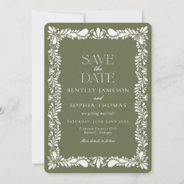 Groene Talavera Tegel Spaans Fiesta Save the Date Kaart