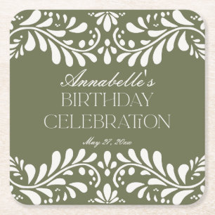 Groene Talavera Tegel Spaans Fiesta Verjaardagsfee Kartonnen Onderzetters