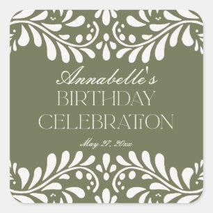 Groene Talavera Tegel Spaans Fiesta Verjaardagsgun Vierkante Sticker