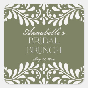 Groene Talavera Tegel Spaanse Fiesta Bruids Brunch Vierkante Sticker