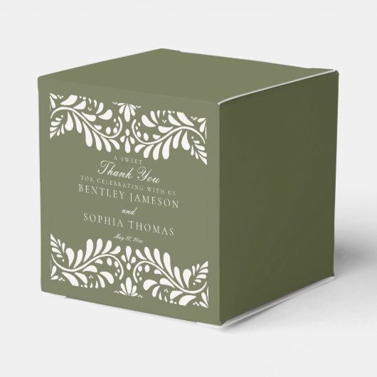 Groene Talavera Tegel Spaanse stijl Fiesta bruilof Bedankdoosjes (Achterkant)