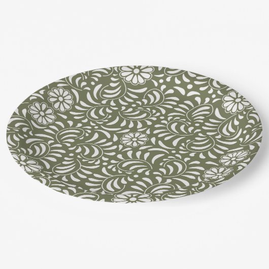 Groene Talavera Tegel Spaanse stijl Fiesta Papieren Bordje (Gekanteld)