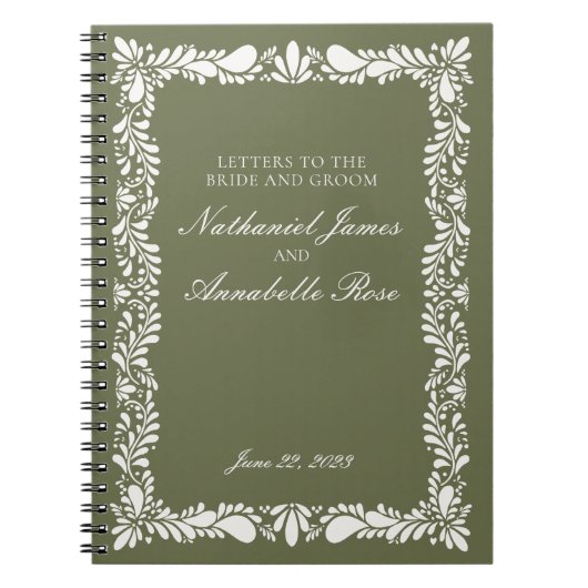 Groene Talavera Tegel Trouwbrieven Bruid & Bruideg Notitieboek (Voorkant)