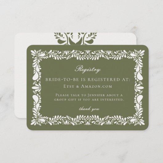 Groene Talavera-tegels Registrykaart Invite invoeg Informatiekaartje (Voorkant / Achterkant)