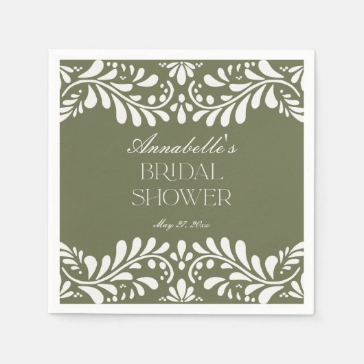 Groene Talavera-tegels Spaanse Fiesta Bruidsdouche Servet (Voorkant)