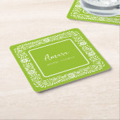 GROENE TALAVERA VRIJGEZELLENFEEST KARTONNEN ONDERZETTERS (Schuin)