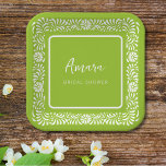 GROENE TALAVERA VRIJGEZELLENFEEST PAPIEREN BORDJE<br><div class="desc">Mooie groene Mexicaanse Talavera bloemen</div>