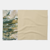 Groene & Tan Abstracte keukenhanddoek (Horizontaal)