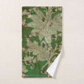  groene Tan Damask Floral Dragonflies Bad Handdoek (Handdoek)