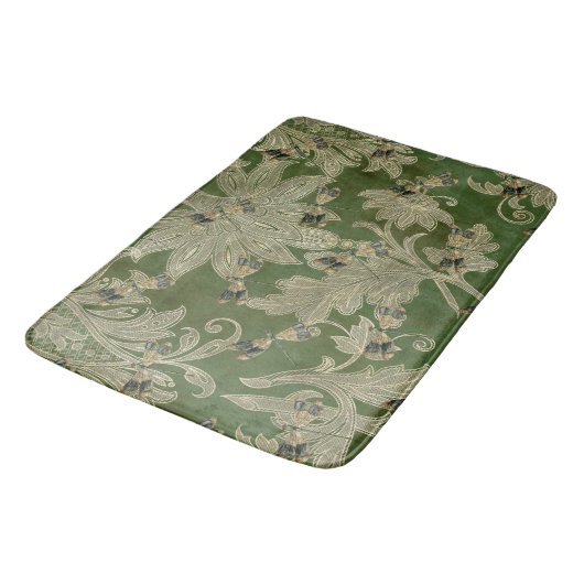  groene Tan Damask Floral Dragonflies Badmat (Gekanteld)