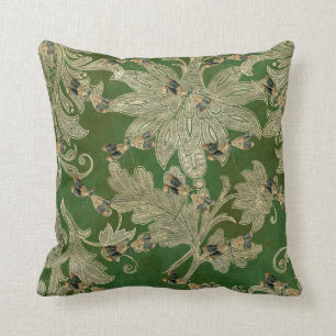  groene Tan Damask Floral Dragonflies Kussen