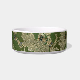  groene Tan Damask Floral Dragonflies Pet Voerbakje