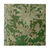  groene Tan Damask Floral Dragonflies Tegeltje (Voorkant)