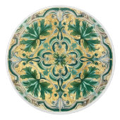 Groene Tan Gold Look Talavera Azulejo Tegel Keramische Knop (Voorkant)