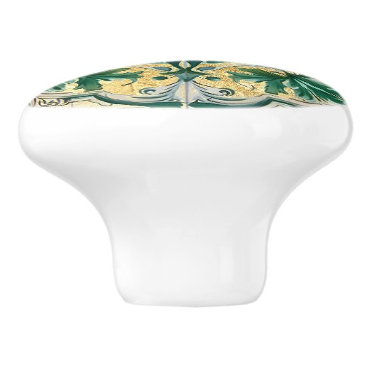 Groene Tan Gold Look Talavera Azulejo Tegel Keramische Knop (Zijkant)