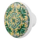Groene Tan Gold Look Talavera Azulejo Tegel Keramische Knop (Rechts)