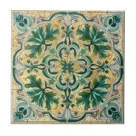 Groene Tan Gold Look Talavera Azulejo Tegel Tegeltje