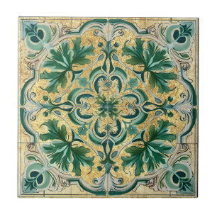 Groene Tan Gold Look Talavera Azulejo Tegel Tegeltje