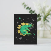 Groene Tan Stegosaurus Dinos in de ruimte Briefkaart (Staand voorkant)