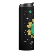 Groene Tan Stegosaurus Dinos in de ruimte Thermosbeker (Gedraaid links)