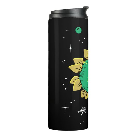 Groene Tan Stegosaurus Dinos in de ruimte Thermosbeker (Gedraaid links)