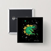 Groene Tan Stegosaurus Dinos in de ruimte Vierkante Button 5,1 Cm (Voorkant /achterkant)