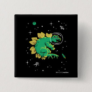 Groene Tan Stegosaurus Dinos in de ruimte Vierkante Button 5,1 Cm
