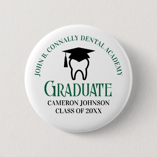 Groene Tandheelkundige Academie Custom Afstuderen Ronde Button 5,7 Cm (Voorkant)