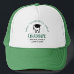 Groene Tandheelkundige School Custom Tandarts Afst Trucker Pet<br><div class="desc">Deze aangepaste groene tandheelkundige school afstuderen keepsake is voorzien van een pet met een afstudeerdop voor een klasse van 2025 tandheelkunde afstuderen. Pas met uw afstuderen jaar voor een grote gepersonaliseerde mondhygiënist,  orthodontist,  of tandarts afstuderen cadeau.</div>