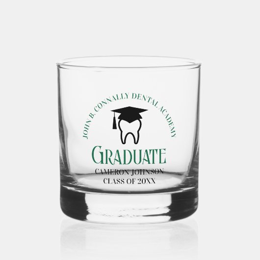 Groene Tandheelkundige School Custom Tandarts Afst Whisky Glas (Voorkant)