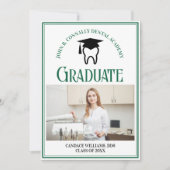 Groene Tandheelkundige School Foto Custom Afstuder Aankondiging (Voorkant)