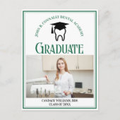 Groene Tandheelkundige School Foto Custom Afstuder Aankondigingskaart (Voorkant)