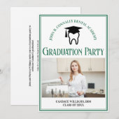 Groene Tandheelkundige School Foto Custom Graduati Kaart (Voorkant / Achterkant)