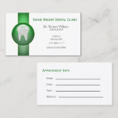 Groene tandheelkundige visitekaartjes met afspeelk afsprakenkaartje (Voorkant / Achterkant)