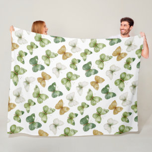 Groene Tannige Witte Vlinders Fleece Deken