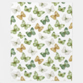 Groene Tannige Witte Vlinders Fleece Deken (Voorkant)
