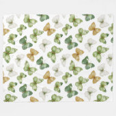 Groene Tannige Witte Vlinders Fleece Deken (Voorkant (Horizontaal))