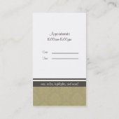 Groene tapijtschaar afsprakenkaartje (Achterkant)