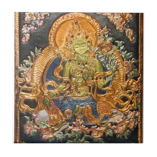 GROENE TARA BUDDHIST DEITY TILE TEGELTJE (Voorkant)