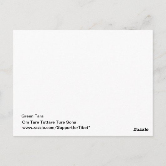 Groene Tara Godheid Briefkaart (Achterkant)