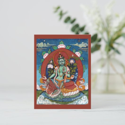 Groene Tara Tibetaanse Godin van Mededogen Briefkaart (Staand voorkant)