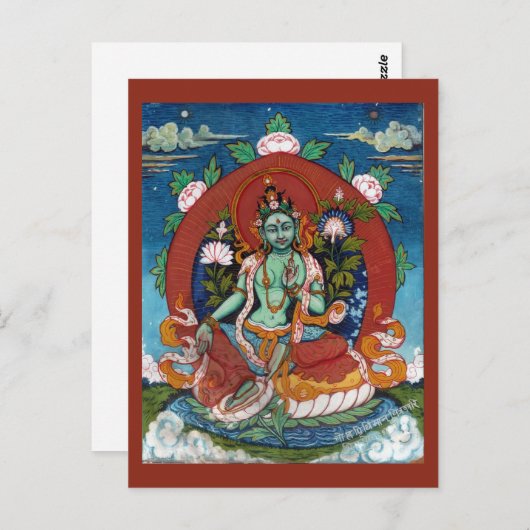 Groene Tara Tibetaanse Godin van Mededogen Briefkaart (Voorkant / Achterkant)
