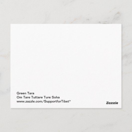 Groene Tara Tibetaanse Godin van Mededogen Briefkaart (Achterkant)