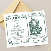groene tarot Goth save the date trouw uitnodiging