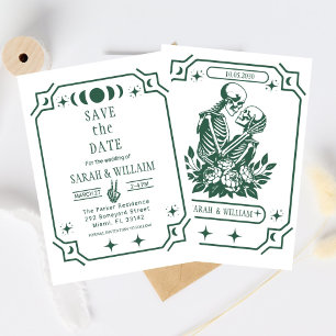 groene tarot Goth save the date trouw uitnodiging