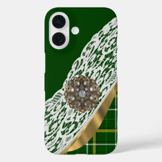 Groene tartaanpleister iPhone 16 hoesje