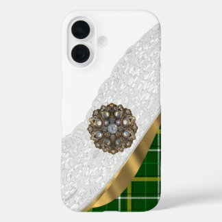 Groene tartaanpleister iPhone 16 hoesje