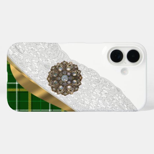 Groene tartaanpleister Case-Mate iPhone case (Achterkant (horizontaal))