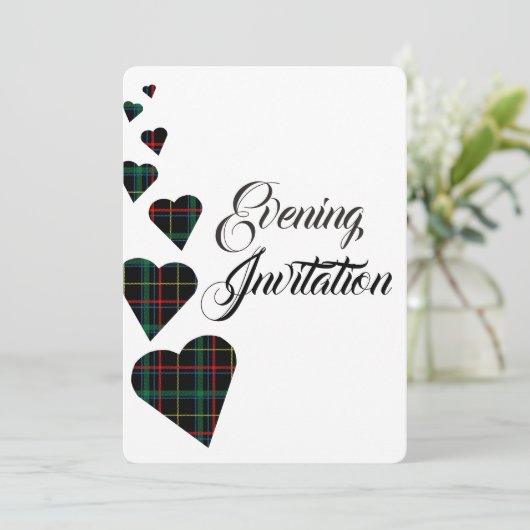 Groene Tartan Avonduitnodiging Kaart (Staand voorkant)