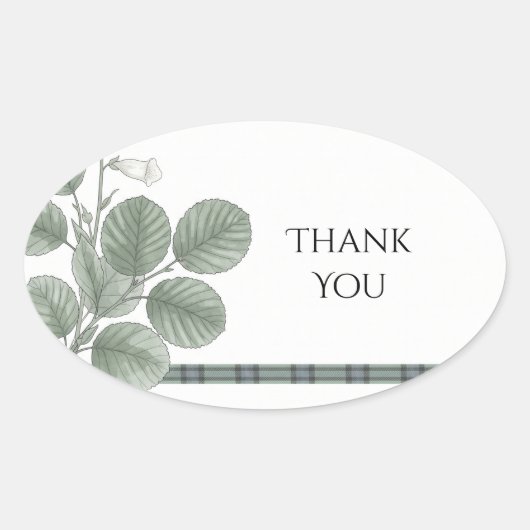 Groene Tartan Blad Huwelijk Bedankt Sticker (Voorkant)